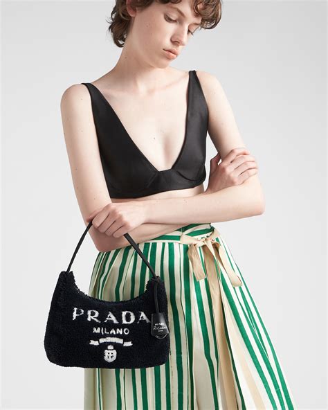 prada re-edition 2000 terry mini bag|White/black Re.